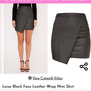 Fold over faux leather skirt